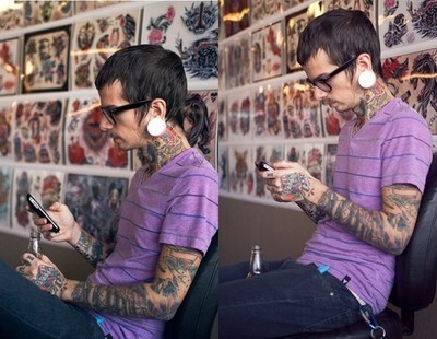 tatto boy listening music