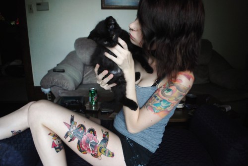 cat and girl